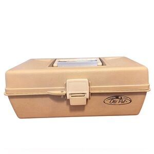Vintage Old Pal 1403 Woodstream Beige Hard Plastic Fishing Tackle Box